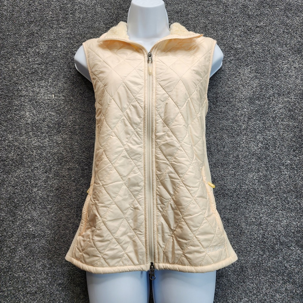 L.L.Bean Women's Quilted Sherpa Lined Full Zip Outdoor Puffer Vest Large Regular